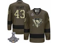Men's Reebok Pittsburgh Penguins #43 Conor Sheary Premier Green Salute to Service 2016 Stanley Cup Champions NHL Jersey