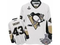 Men's Reebok Pittsburgh Penguins #43 Conor Sheary Premier White Away 2016 Stanley Cup Champions NHL Jersey