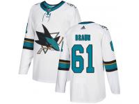 Men's Reebok San Jose Sharks #61 Justin Braun White Away Authentic NHL Jersey