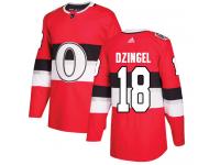 Men's Ryan Dzingel Authentic Red Adidas Jersey NHL Ottawa Senators #18 2017 100 Classic