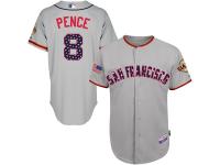 Men's San Francisco Giants Hunter Pence Majestic Gray  Stars & Stripes 2016 Independence Day  Authentic Cool Base Player Jersey