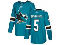 Men's San Jose Sharks #5 David Schlemko adidas Teal Authentic Jersey