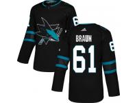 Men's San Jose Sharks #61 Justin Braun Black Alternate Authentic Hockey Jersey