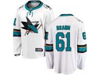 Men's San Jose Sharks #61 Justin Braun White Away Breakaway NHL Jersey