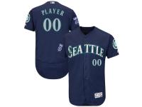 Men's Seattle Mariners Majestic Alternate Navy 2017 Authentic Flex Base Custom Jersey with 40th Commemorative Patch
