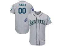 Men's Seattle Mariners Majestic Road Gray 2017 Authentic Flex Base Custom Jersey with 40th Commemorative Patch