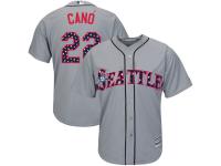 Men's Seattle Mariners Robinson Cano Majestic Gray Fashion  Stars & Stripes 2016 Independence Day  Cool Base Player Jersey