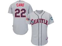 Men's Seattle Mariners Robinson Cano Majestic Gray  Stars & Stripes 2016 Independence Day  Authentic Cool Base Player Jersey