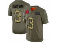 Men's Tampa Bay Buccaneers #3 Jameis Winston 2019 Olive Camo Salute To Service Jersey