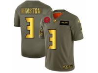 Men's Tampa Bay Buccaneers #3 Jameis Winston Limited Olive Gold 2019 Salute to Service Football Jersey