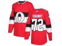 Men's Thomas Chabot Authentic Red Adidas Jersey NHL Ottawa Senators #72 2017 100 Classic