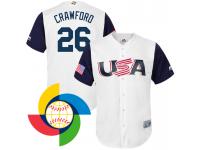 Men's USA Baseball Brandon Crawford Majestic White 2017 World Baseball Classic Jersey