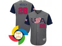 Men's USA Baseball Buster Posey Majestic Gray 2017 World Baseball Classic Authentic Jersey