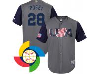 Men's USA Baseball Buster Posey Majestic Gray 2017 World Baseball Classic Jersey