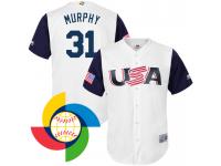 Men's USA Baseball Daniel Murphy Majestic White 2017 World Baseball Classic Jersey