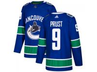 Men's Vancouver Canucks #9 Brandon Prust adidas Blue Authentic Jersey