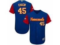 Men's Venezuela Baseball Majestic #45 Jhoulys Chacin Royal Blue 2017 World Baseball Classic Authentic Team Jersey