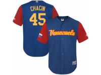 Men's Venezuela Baseball Majestic #45 Jhoulys Chacin Royal Blue 2017 World Baseball Classic Team Jersey