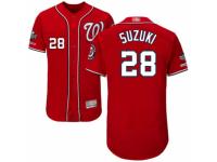Men's Washington Nationals #28 Kurt Suzuki Red Alternate Flex Base Collection 2019 World Series Champions Baseball Jersey
