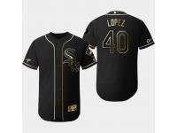 Men's White Sox 2019 Black Golden Edition Reynaldo Lopez Flex Base Stitched Jersey