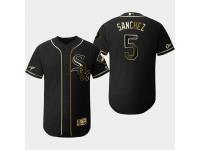Men's White Sox 2019 Black Golden Edition Yolmer Sanchez Flex Base Stitched Jersey