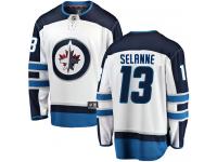 Men's Winnipeg Jets #13 Teemu Selanne White Away Breakaway NHL Jersey