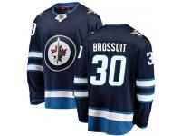 Men's Winnipeg Jets #30 Laurent Brossoit Navy Blue Home Breakaway NHL Jersey