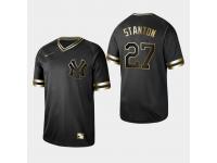 Men's Yankees 2019 Black Golden Edition Giancarlo Stanton V-Neck Stitched Jersey