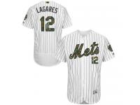 Mets #12 Juan Lagares White (Blue Strip) Flexbase Authentic Collection 2016 Memorial Day Stitched Baseball Jersey