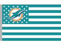 Miami Dolphins NFL American Flag 16in x 24in