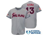Miami Marlins #13 Marchell Ozuna Gray Stars & Stripes 2016 Independence Day Cool Base Jersey