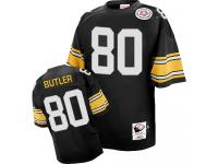Mitchell and Ness Jack Butler Authentic Black Home Men's Jersey - NFL Pittsburgh Steelers #80 Throwback