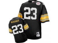 Mitchell and Ness Mike Wagner Authentic Black Home Men's Jersey - NFL Pittsburgh Steelers #23 Throwback