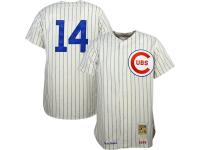 Mitchell & Ness Chicago Cubs #14 Ernie Banks Home Natural Pinstripe Throwback Jersey