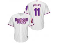 MLB Arizona Diamondbacks #11 A. J. Pollock Men Fashion Cool Base White-Purple Jerseys