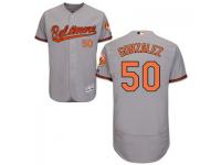 MLB Baltimore Orioles #50 Miguel Gonzalez Men Grey Authentic Flexbase Collection Jersey