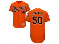 MLB Baltimore Orioles #50 Miguel Gonzalez Men Orange Authentic Flexbase Collection Jersey