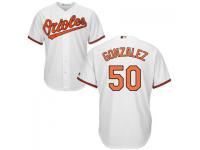 MLB Baltimore Orioles #50 Miguel Gonzalez Men White Cool Base Jersey
