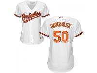 MLB Baltimore Orioles #50 Miguel Gonzalez Women White Cool Base Jersey