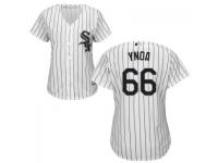 MLB Chicago White Sox #66 Michael Ynoa Women White Stripe Cool Base Jersey