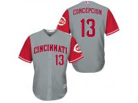 MLB Cincinnati Reds #13 Dave Concepcion Men Fashion Cool Base Grey Jerseys