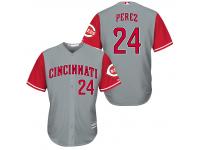 MLB Cincinnati Reds #24 Tony Perez Men Fashion Cool Base Grey Jerseys