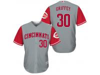 MLB Cincinnati Reds #30 Ken Griffey Jr Men Fashion Cool Base Grey Jerseys