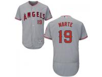 MLB Los Angeles Angels #19 Jefry Marte Men Grey Authentic Flexbase Collection Jersey
