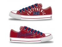 MLB Men/Women Atlanta Braves #26 Mike Foltynewicz Crimson Hand Painted Unisex Low-Top Canvas Shoes
