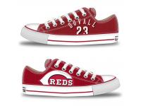 MLB Men/Women Cincinnati Reds #23 Adam Duvall Crimson Hand Painted Unisex Low-Top Canvas Shoes