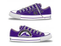 MLB Men/Women Colorado Rockies #19 Charlie Blackmon Purple Hand Painted Unisex Low-Top Canvas Shoes
