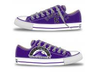 MLB Men/Women Colorado Rockies #5 Carlos Gonzalez Purple Hand Painted Unisex Low-Top Canvas Shoes