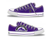 MLB Men/Women Colorado Rockies #9 DJ LeMahieu Purple Hand Painted Unisex Low-Top Canvas Shoes