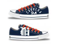 MLB Men/Women Detroit Tigers #24 Miguel Cabrera Navy Hand Painted Unisex Low-Top Canvas Shoes